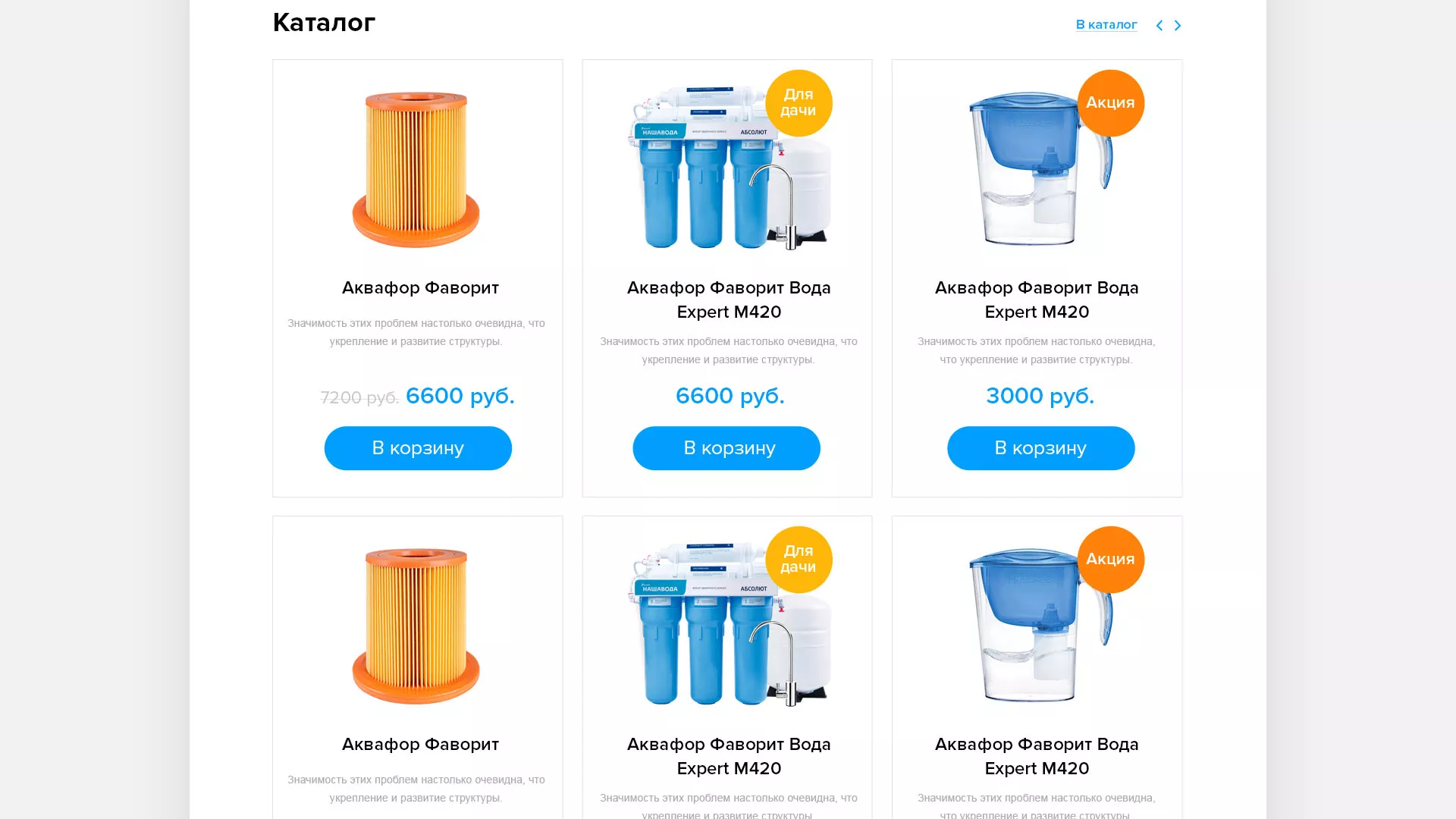 Создание интернет-магазина «Водолей» по продаже фильтров очистных сооружений в Балабаново