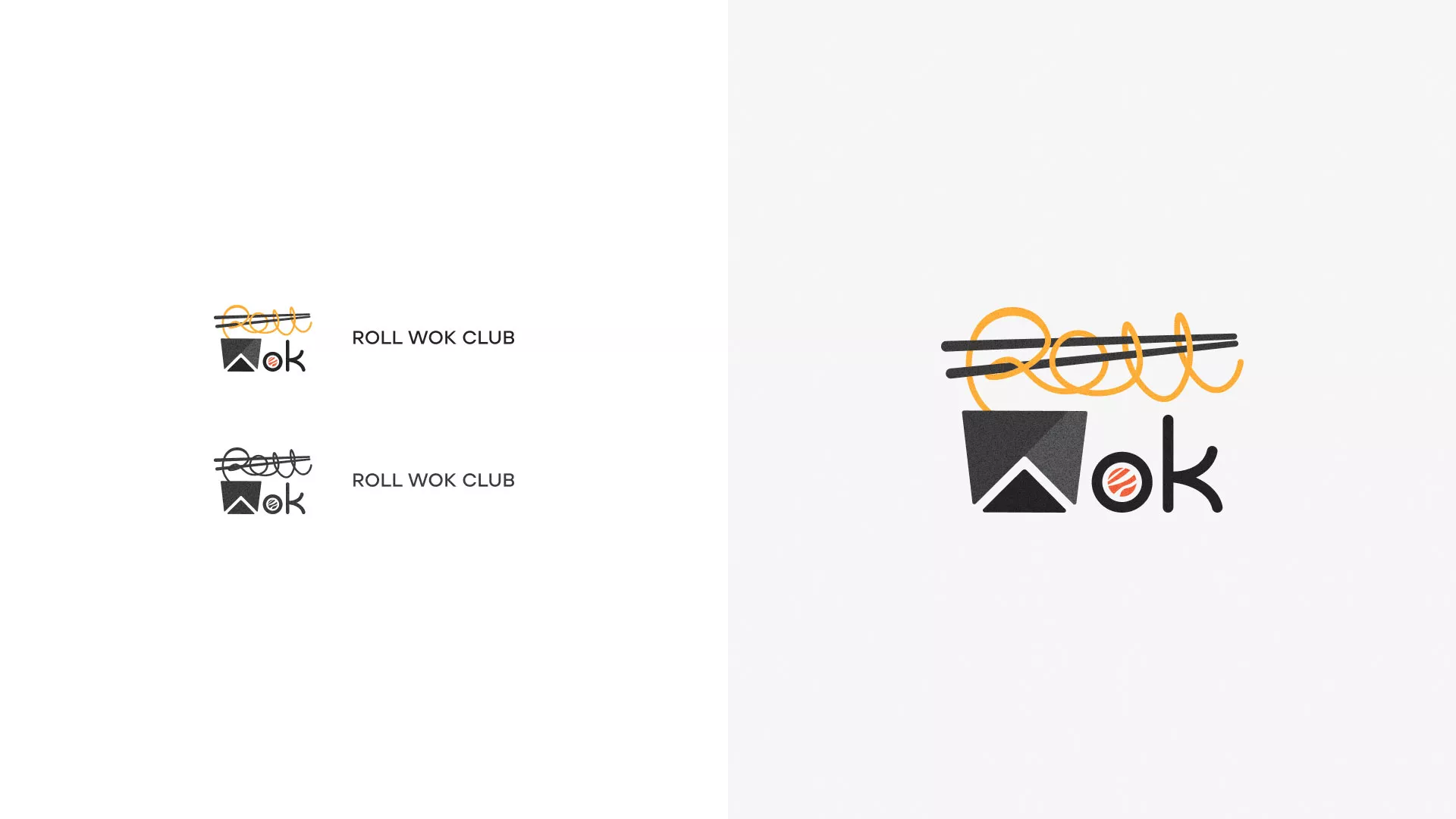 Разработка логотипа суши-бара «Roll Wok Club» в Балабаново