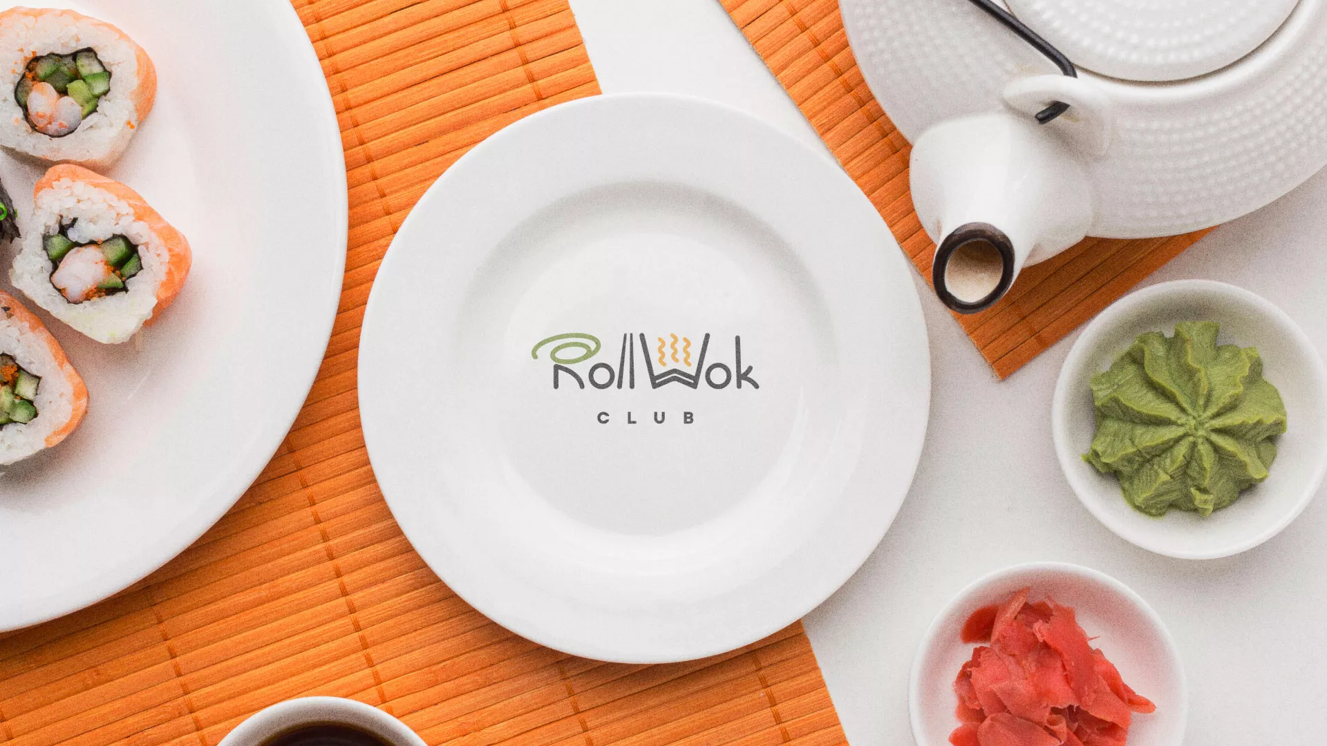 Разработка логотипа и фирменного стиля в Балабаново для суши-бара «Roll Wok Club»